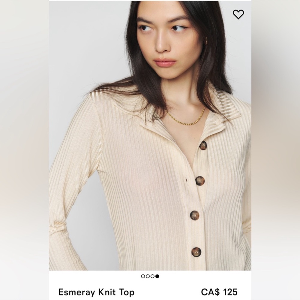 Reformation Esmeray Knit Top in Ivory - Picture 2 of 10